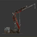 Red Industrial Crane Machinery With Metal Structure Base And Hook