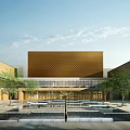Modern Office Building Complex With Contemporary Design Amid Green Trees And Scenic Sea View