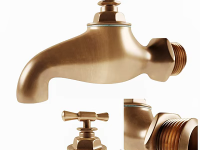 Brass Faucet Detailed View With Multiple Angles Showing Vintage Craftsmanship And Components 3d model