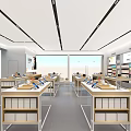 Modern Digital Store Interior Featuring Display Tables Electronic Devices And 5G Signage