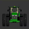 Green Heavy Duty Tractor With Large Yellow Wheels And Spacious Operator Cab 3d model