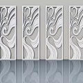 Elegant White Hinged Doors with Intricate Curved Patterns in Modern Design 3d model
