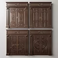 Classical Wooden Double Doors With Intricate Carvings And Panel Design Details