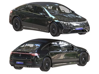 Black Modern Sports Car With Streamlined Body And LED Headlights 3d model