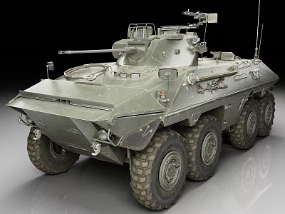 Military Armored Vehicle With Six Wheels And Mounted Weapon System 3d model
