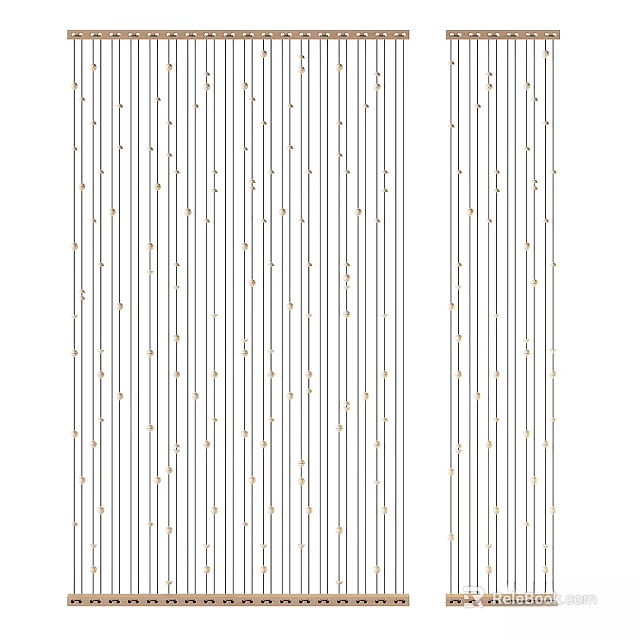 Minimalist Wall Decor With White Background Black Vertical Stripes And Gold Dots 3d model 