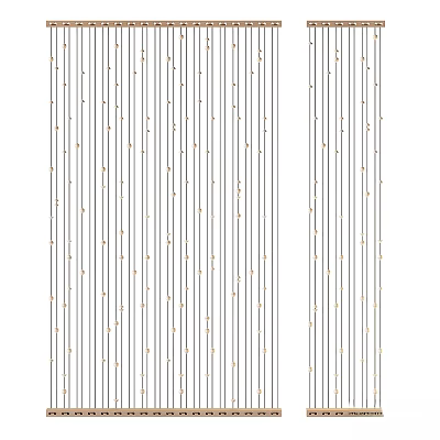 Minimalist Wall Decor With White Background Black Vertical Stripes And Gold Dots 3d model