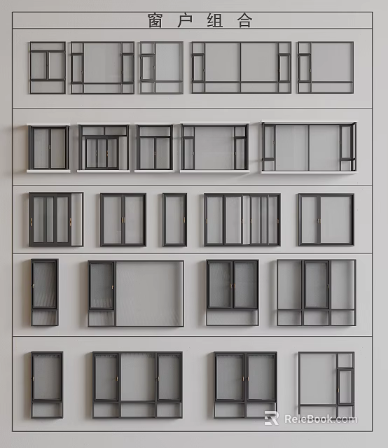 Modern Casement Windows With Different Designs And Frame Styles For Home Use 3d model 