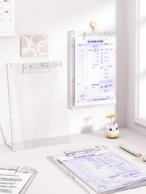Transparent Acrylic Clipboard And Clear Display Board For Office Desktop Organization 3d model 