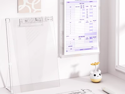 Transparent Acrylic Clipboard And Clear Display Board For Office Desktop Organization 3d model