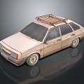 Vintage Beige Wagon With Roof Rack Stylish Wheels And Retro Design Elements