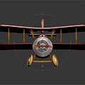 Red Vintage Biplane Model With Yellow Accents And Silver Propeller Toy Airplane