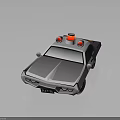 Cartoon Style Police Car With Red And White Siren Lights On Roof