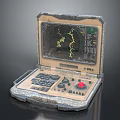 Rugged Portable Laptop With Map Display Screen And Red Control Panel Buttons