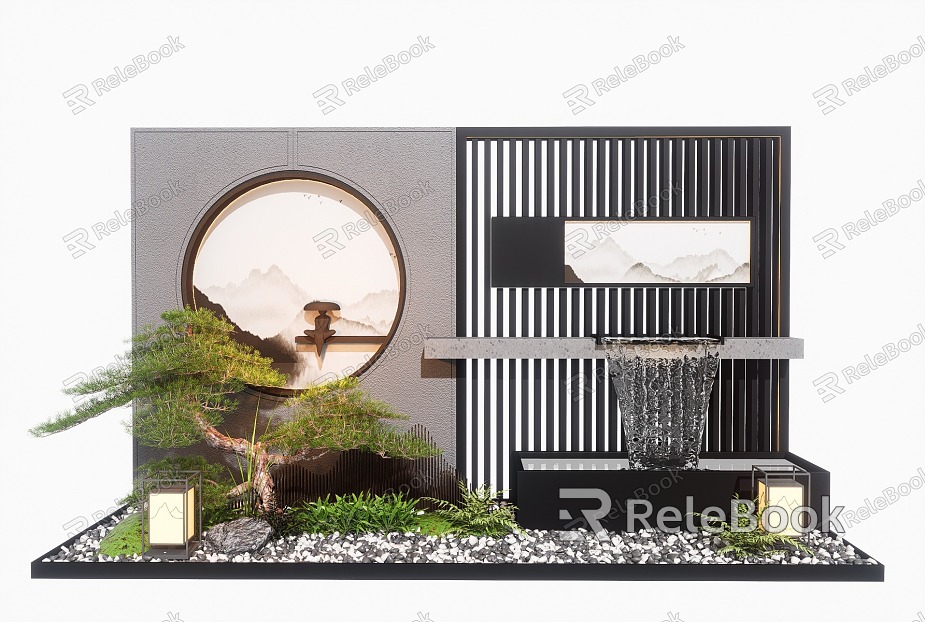 New Chinese style flowing water landscape wall model