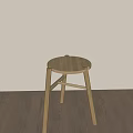Light Wood Side Table With Round Top Three Legs And Simple Design 3d model