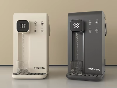 Toshiba Water Dispensers White Gray With Temperature Display And Glass Cup For Daily Use Appliances 3d model