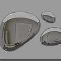 Three Silver Reflective Irregular Shaped Wall Decorative Hangings On White Wall 3d model