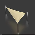 White Triangular Tensile Membrane Structure With Modern Supporting Poles And Reflective Surface 3d model