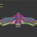 Large Log Building Architecture With Gray Roof Multiple Wings And Symmetrical Design