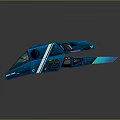 Futuristic Blue Space Craft With Sleek Aerodynamic Design And Cockpit Windows
