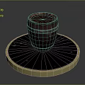 Dark Red Wooden Barrel Household Item With Black Circular Base And Gold Rim