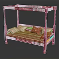 Colorful Canopy Single Bed Design With Red White Striped Bedding And Decorative Pillows
