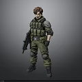 Military Soldier 3D Model With Tactical Vest Knee Pads And Rifle