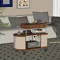 Middle-old style mobile side a few mobile corner a few mobile trolley 3d model