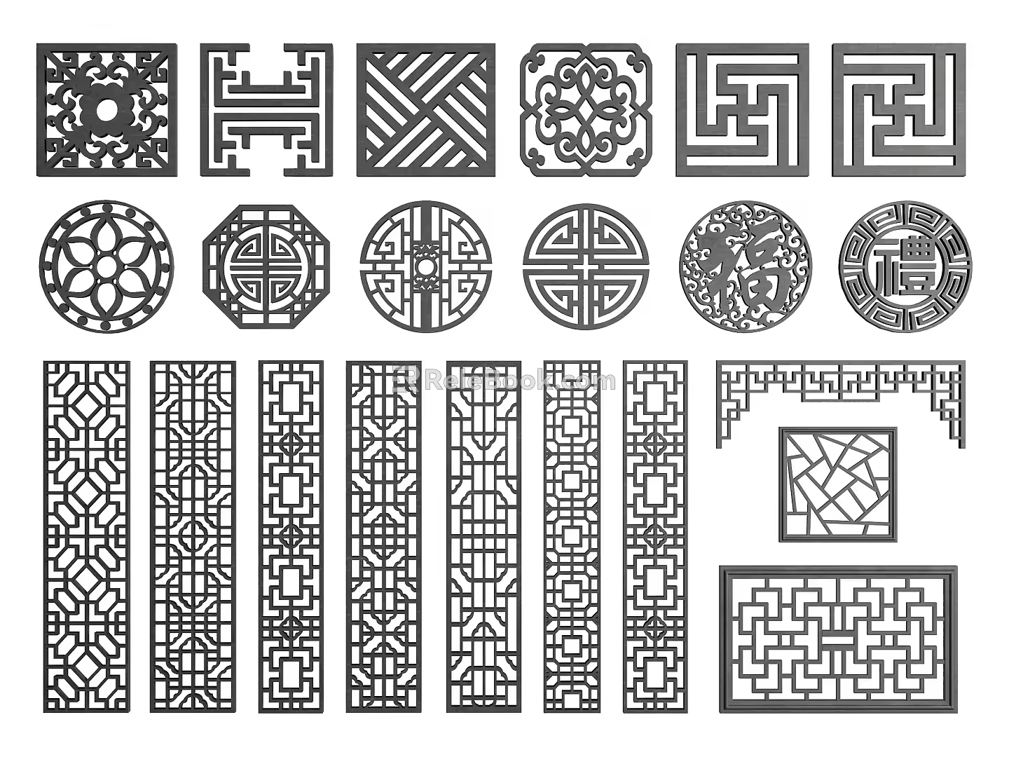 new chinese style openwork window openwork window grilles pane 3d model