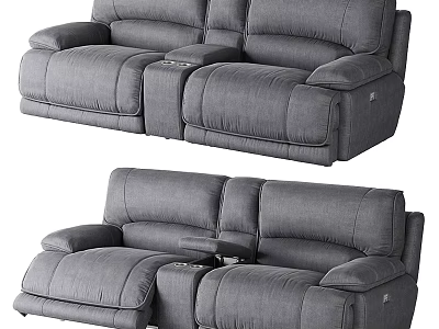 Gray Two Seater Sofa With Modern Design Soft Cushions Armrests And Storage Console 3d model