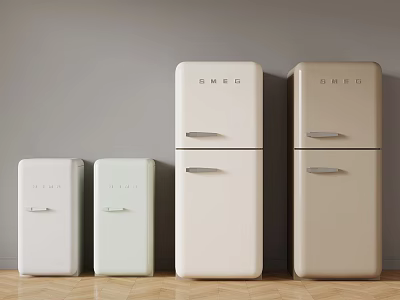 Classic OMEGA Retro Style Refrigerators In Various Colors And Sizes For Home Interior 3d model