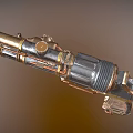 Steampunk Weapon Design Featuring Metal Barrel Mechanical Details And Golden Silver Accents