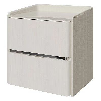 Modern Minimalist Bedside Table With Light Wood Finish And Sleek Metal Handle 3d model