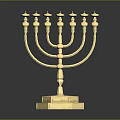 Elegant Golden Menorah With Seven Branches And Ornate Base Design