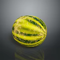 Fresh Ripe Watermelon With Green And Yellow Stripes On Smooth Surface