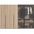 Modern Wooden Wardrobe Interior Design With Open Hanging Section And Storage Drawers