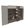 Contemporary Wooden Storage Shelf Unit With Open Shelves And Decorative Items
