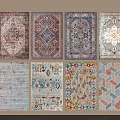 Square Rugs With Various Patterns And Decorative Designs For Home Interior 3d model