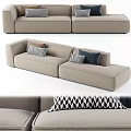 Beige Modern Sectional Sofa With Geometric And Solid Color Cushions 3d model