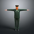 Military Uniform Figure Standing With Arms Outstretched Front View On Gray Background