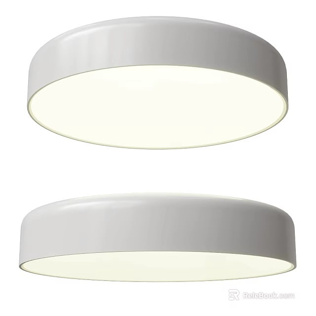 Modern White Round Flush Mount Ceiling Lights With Sleek Design And LED Glow 3d model