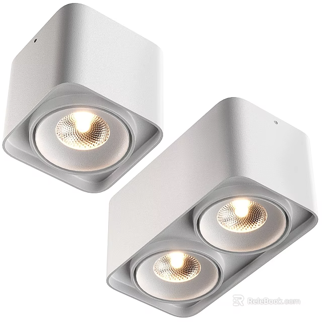 Modern Bright LED Downlights And Spotlights In Square Silver Metal Finish For Home Lighting 3d model 