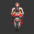 Professional Motorcycle Rider in Racing Suit with Repsol Logo Number 33 Yellow Red White