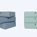 Modern Minimalist Bedside Tables in Gray and Light Green with Three Drawers Each