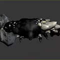 Giant Muscular Black Creature With White Crystal Spikes Holding Ice Rock