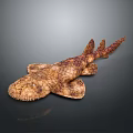 Realistic 3D Shark Model With Textured Brown Skin And Detailed Marine Animal Features