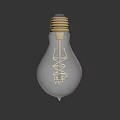 Transparent Light Bulb with Golden Base and Filament Design on Dark Background