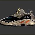 Stylish Modern Sneakers With Gray Upper Orange Accents Yellow Laces And Thick Wavy Sole Design