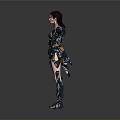 Female Warrior Character With Creature Inspired Mechanical Armor Design 3d model